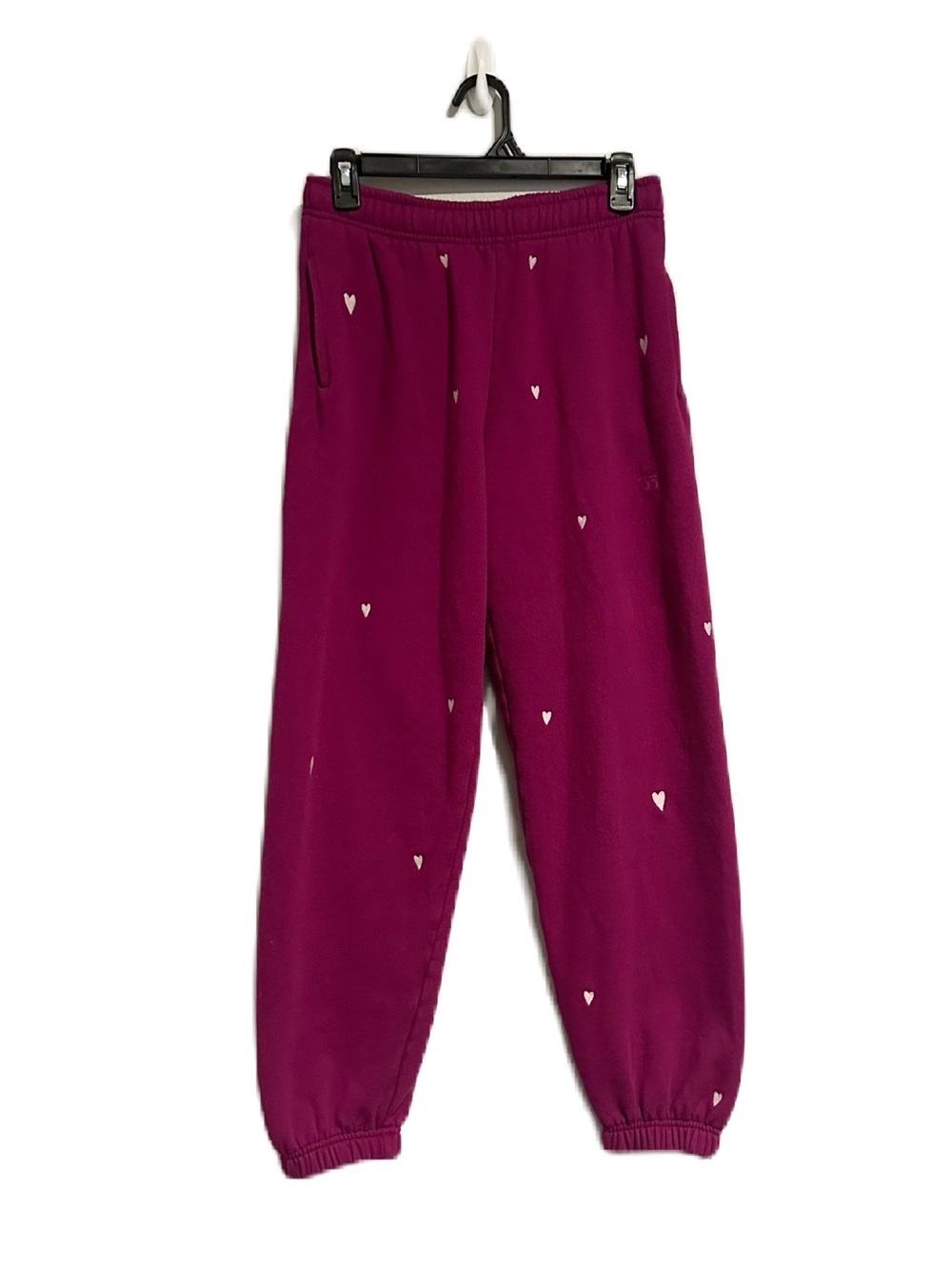 PINK Victoria’s Secret Purple White Heart Sweatpants